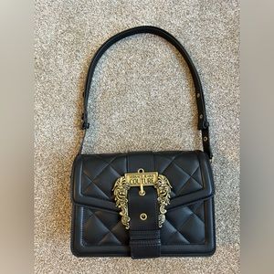 versace jeans couture quilted baroque buckle shoulder bag